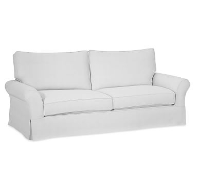 PB Comfort Roll Arm Slipcovered Grand Sofa 92", 2X2, Box Edge, Down Blend Wrapped Cushions, Performance Slub Cotton White - Image 1