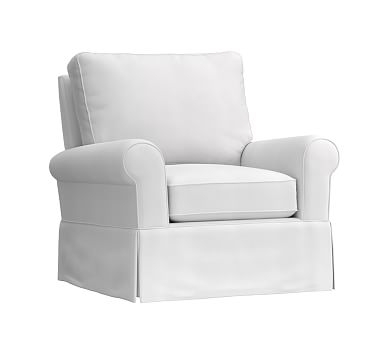 Comfort Upholstered Glider, Linen Blend White - Image 0