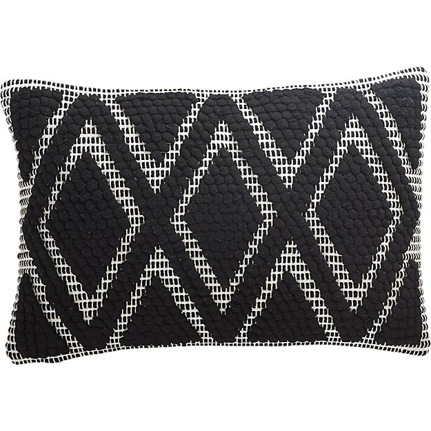 18"x12" black and white diamond pillow with down-alternative insert - Image 0