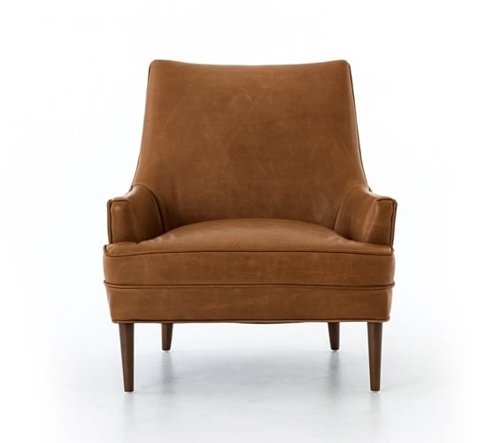 Reyes Leather Armchair, Polyester Wrapped Cushions, Signature Maple - Image 1
