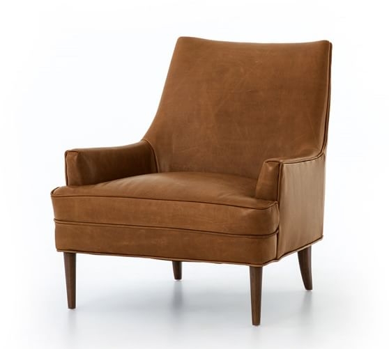 Reyes Leather Armchair, Polyester Wrapped Cushions, Signature Maple - Image 2