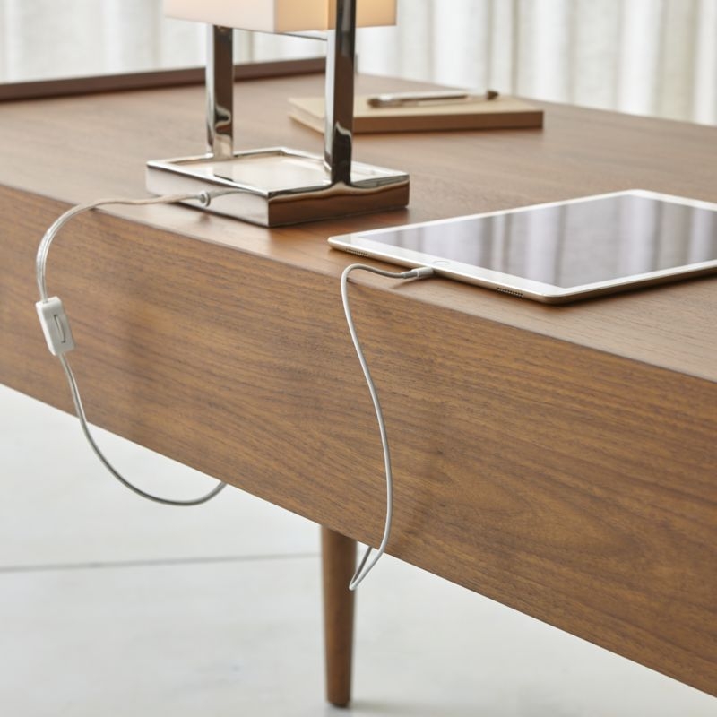 Tate 60" Walnut Desk with Power Outlet SHIP September - Image 1
