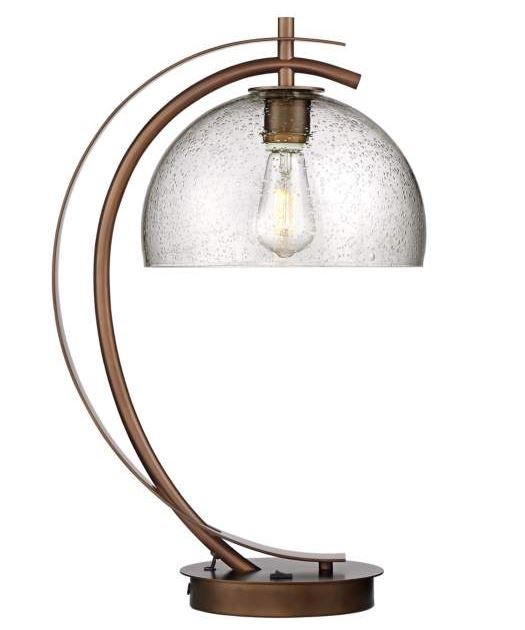 Possini Euro Calvin Glass Dome Table Lamp with USB Port - Image 0