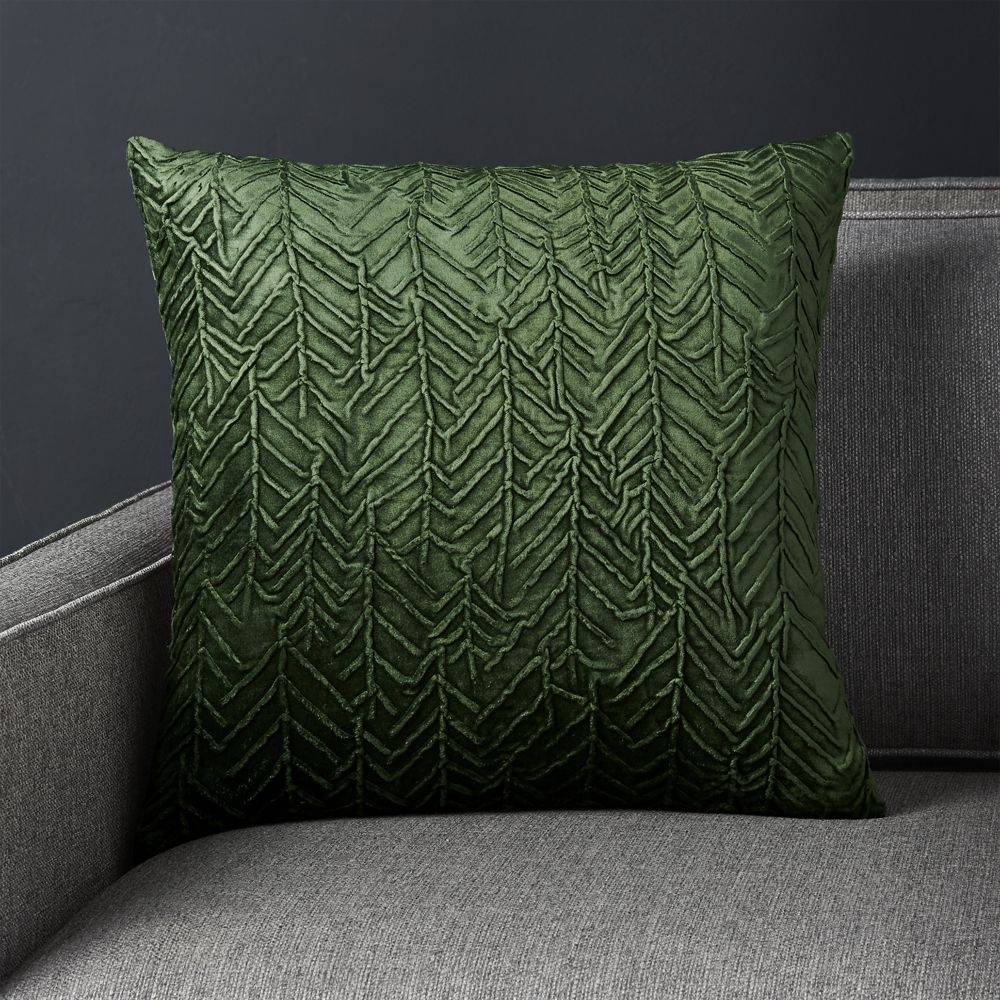 Fiola Green Velvet Pillow with Down-Alternative Insert 18" - Image 0