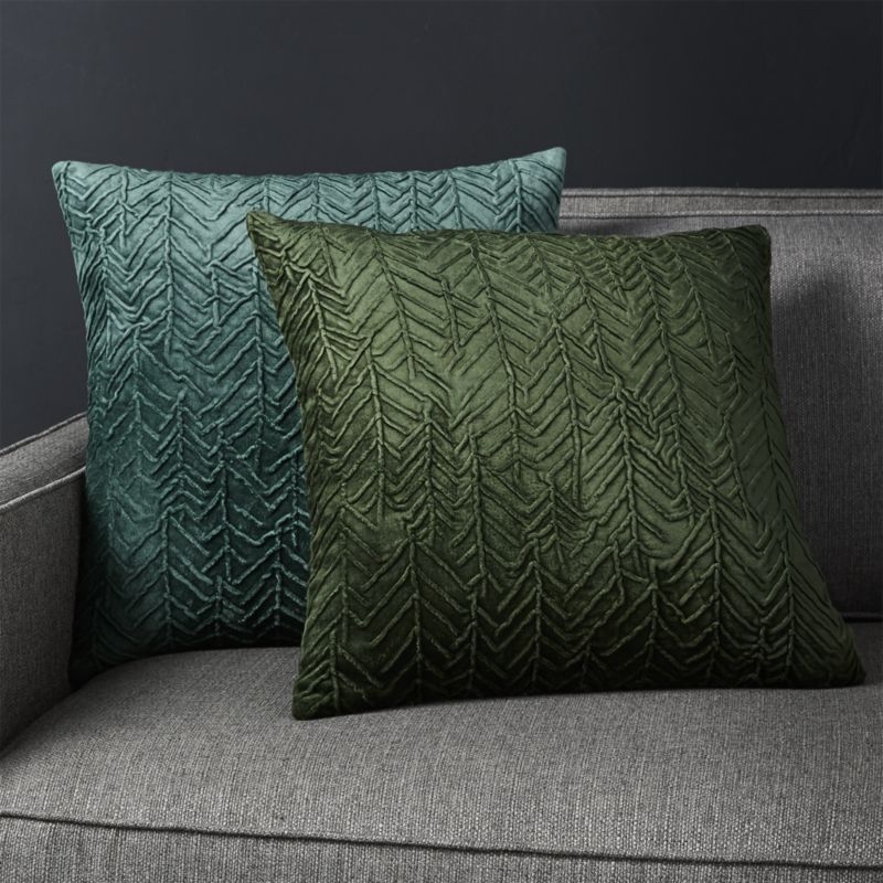 Fiola Green Velvet Pillow with Down-Alternative Insert 18" - Image 2