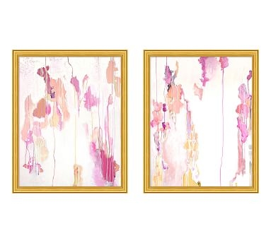 Pink Drips Framed Print, 20 x 25", Set of 2 - Image 1
