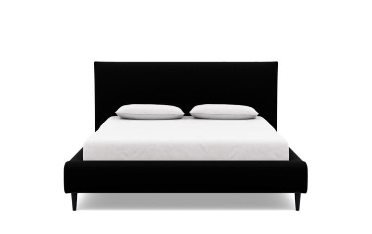 Harper Queen Bed - Panther Heavy Cloth - High Headboard - Painted Black Tapered Round Leg - Image 0