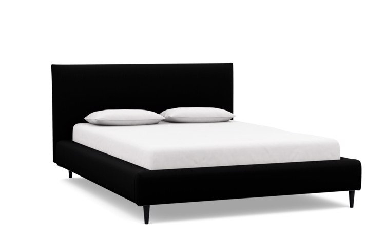 Harper Queen Bed - Panther Heavy Cloth - High Headboard - Painted Black Tapered Round Leg - Image 1