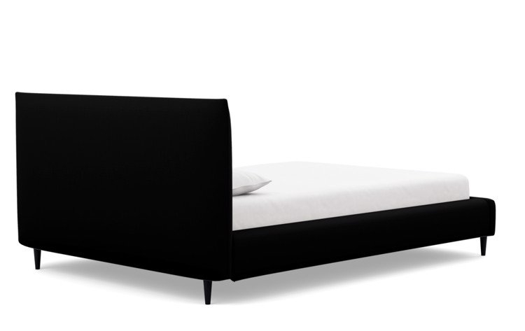 Harper Queen Bed - Panther Heavy Cloth - High Headboard - Painted Black Tapered Round Leg - Image 4