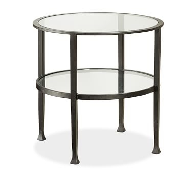 Tanner Metal & Glass Round End Table, Blackened Bronze - Image 1