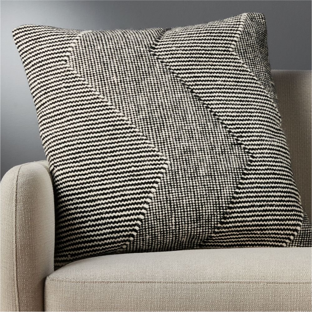 Bias Pillow, Down-Alternative Insert, Black & White, 23" x 23" - Image 1