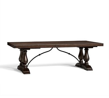 Lorraine Extending Dining Table, Large 98" - 120" L, Rustic Brown finish - Image 1