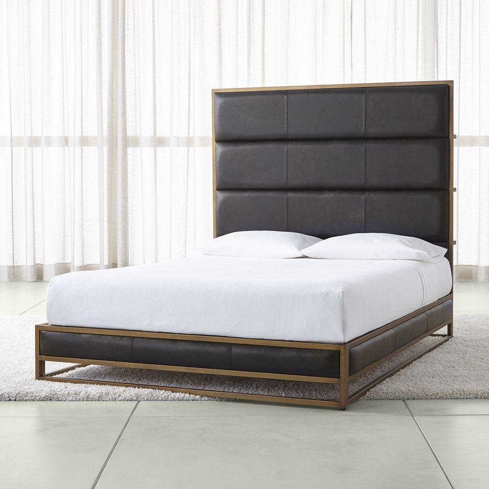Oxford Leather Queen Bed - Image 1