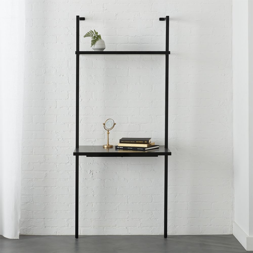 Stairway Black Wall Mount Desk with Shelf 72.5'' - Image 0