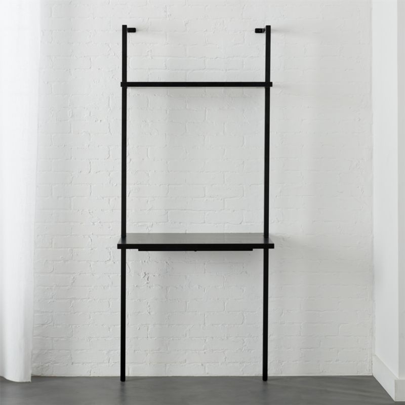 Stairway Black Wall Mount Desk with Shelf 72.5'' - Image 1