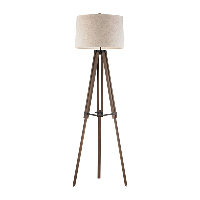 Wooden Brace LED Tripod Floor Lamp - Image 0