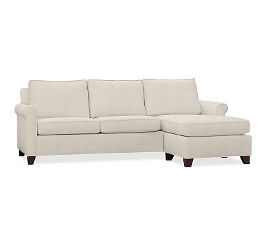 100" Carlisle Upholstered Sofa Chaise Sectional, Poly wrapped, Right arm sofa with left arm chaise, Performance heathered basketweave: Dove - Image 1