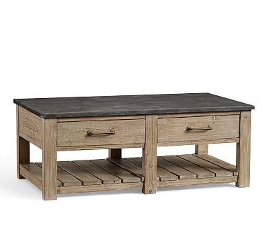 Parker Reclaimed Wood Coffee Table with Bluestone Top - Image 1