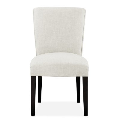 Fitzgerald Dining Side Chair, Chunky Linen, White, Ebony Leg - Image 0