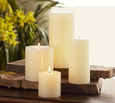 Unscented Wax Pillar Candle, 3"x3" - Ivory - Image 2