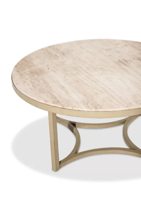 Alta Round Coffee Table-Travertine - Image 1