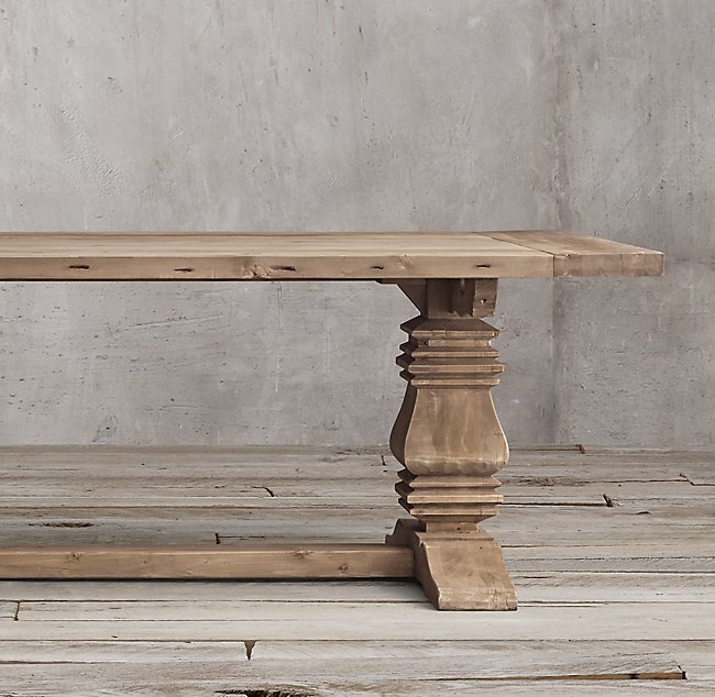 Salvaged Wood Trestle Rectangular Extension Dining Table-Salvaged Natural-96" - Image 1