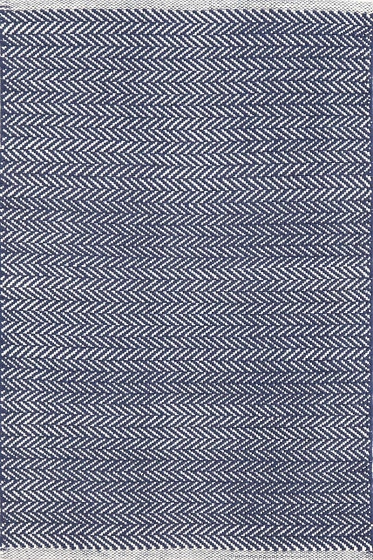 Herringbone Indigo Woven Cotton Rug - Image 0