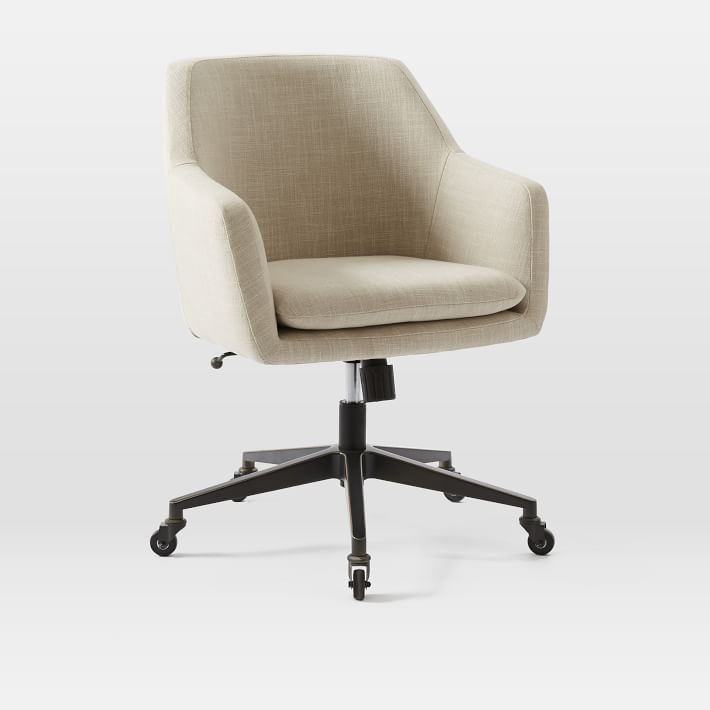 Helvetica Desk Chair, Natural, Linen Weave (Antique Bronze Base) - Image 1