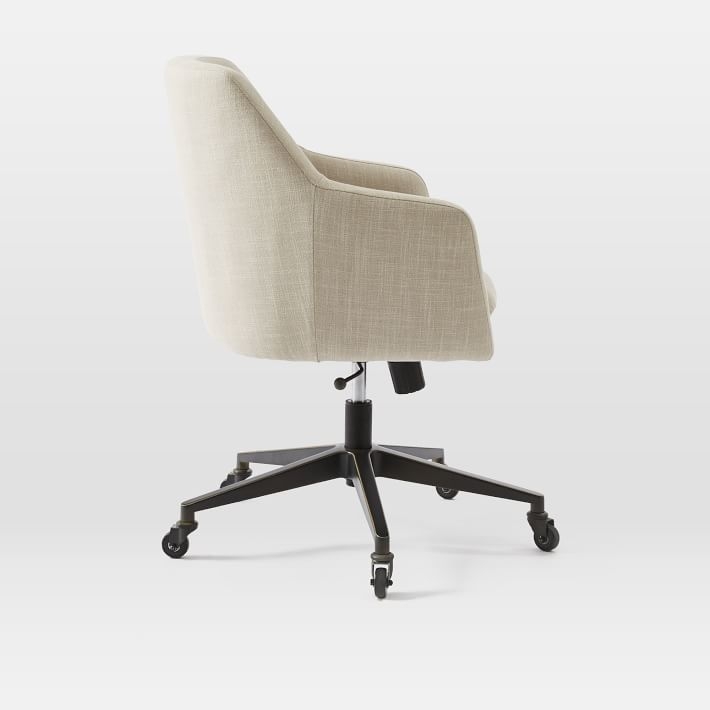 Helvetica Desk Chair, Natural, Linen Weave (Antique Bronze Base) - Image 2