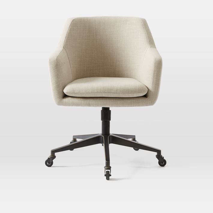 Helvetica Desk Chair, Natural, Linen Weave (Antique Bronze Base) - Image 3