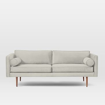 Monroe Mid-Century Sofa, Basketweave, Putty Gray - Image 0