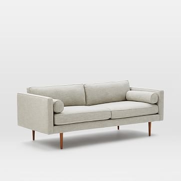 Monroe Mid-Century Sofa, Basketweave, Putty Gray - Image 1