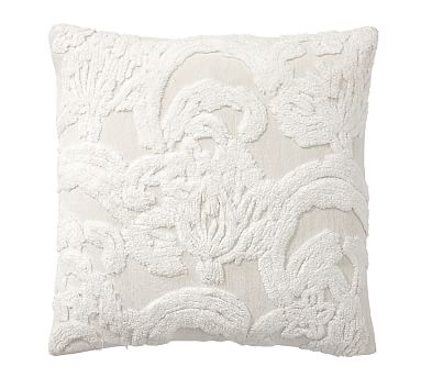 Natalia Silk Jacquard Pillow Cover, 22", Ivory - Image 1