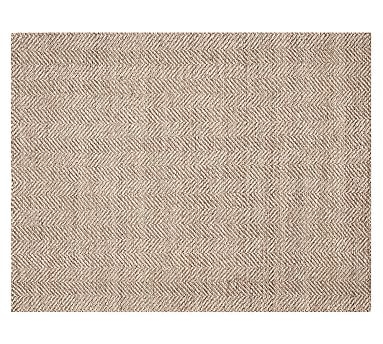 Chevron Wool Jute Rug, Mocha, 8 x 10' - Image 1