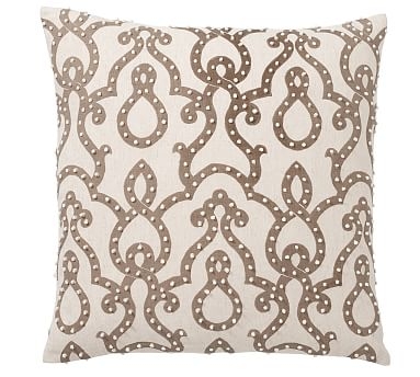 French Knot Trellis Pillow Cover, 24", Taupe Multi - Image 1