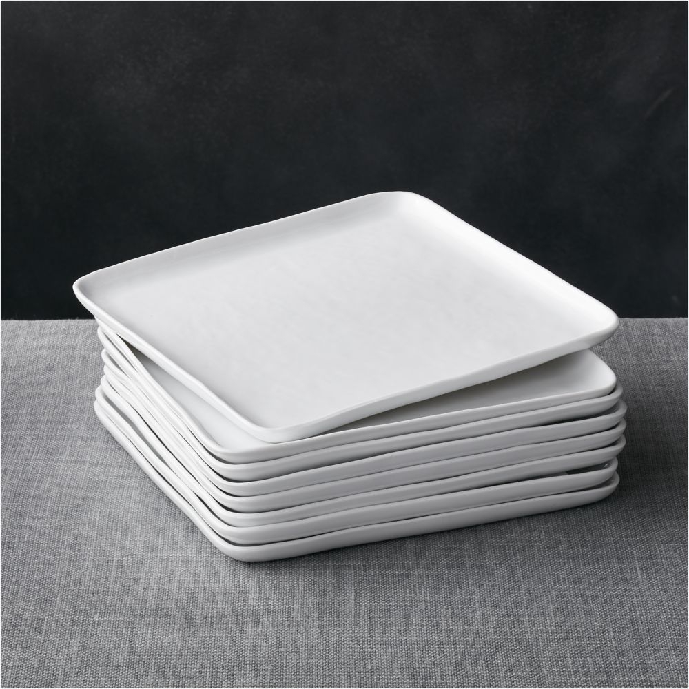 Mercer White Square Porcelain Dinner Plates, Set of 8 - Image 0