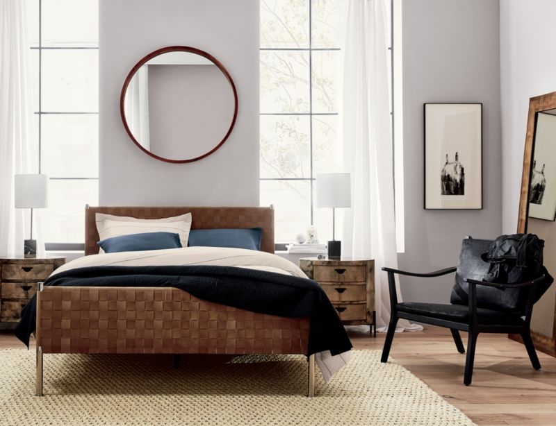 Woven Brown Suede King Bed - Image 1