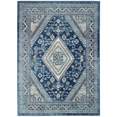Mallery Persian Oriental Ivory/Turquoise Blue Area Rug - Image 0
