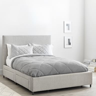 Beale Upholstered Storage Bed, Full, Lustre Velvet Dusty Indigo - Image 1