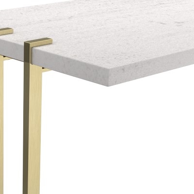 Marble and Brass Console Table, Antique Brass, Marble, White - Image 1