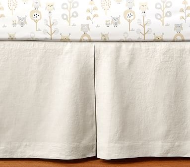 Belgian Flax Linen Crib Skirt, Indigo - Image 1