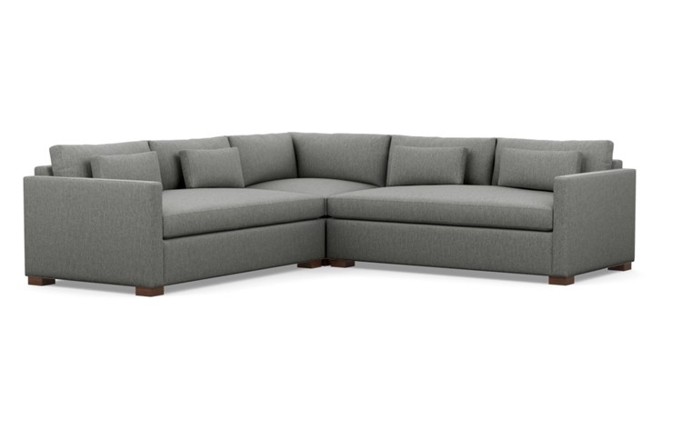 Charly Corner Sectional with Grey Plow Fabric and Oiled Walnut legs - Image 0