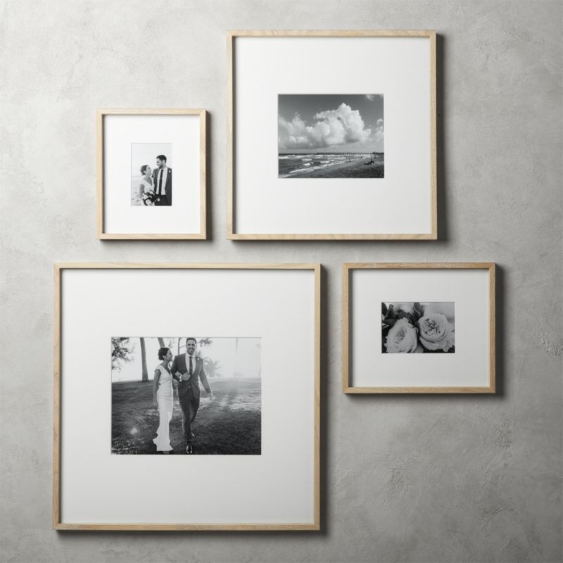 Gallery Oak Picture Frames with White Mat 4x6 - Image 1