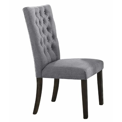 Fabric Upholstered Wooden Side Chair With Nail Head Trim Accents, Gray And Brown, Set Of Two - Image 0