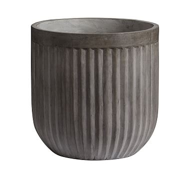 Concrete Fluted Planter, Grey, 19.75" Diam. x 19.75" H - Image 0