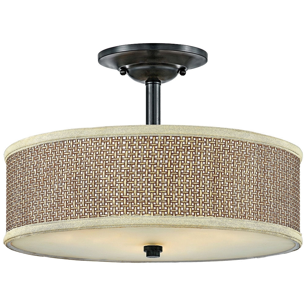 Quoizel Zen 17"W Woven Rattan and Mystic Black Ceiling Light - Style # Y3099 - Image 0