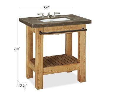 Abbott Concrete Counter and Reclaimed Wood Single Sink Vanity - Image 3