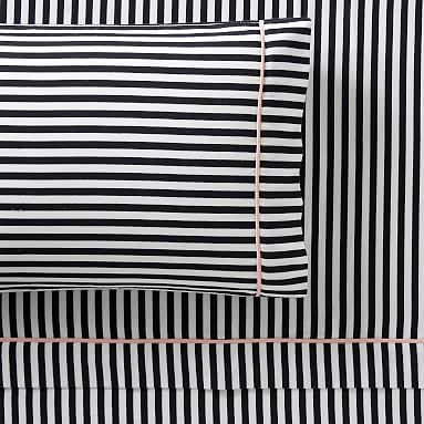 The Emily & Meritt Pirate Stripe Sheet Set, Queen, Black/White - Image 0