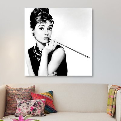 Radio Days 'Breakfast at Tiffany's Series: Audrey Hepburn Smoking' Photographic Print on Canvas - Image 0