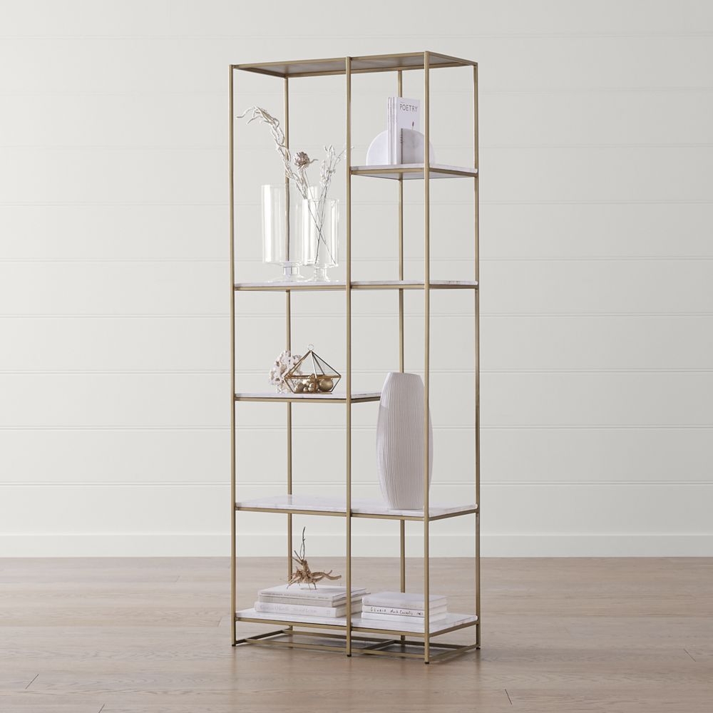 Estelle Brass and Marble Bookcase - Image 0
